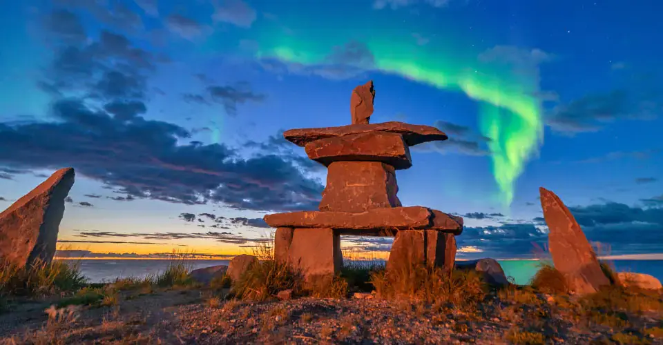 Northern lights above the tundra near the town of Churchill, Manitoba