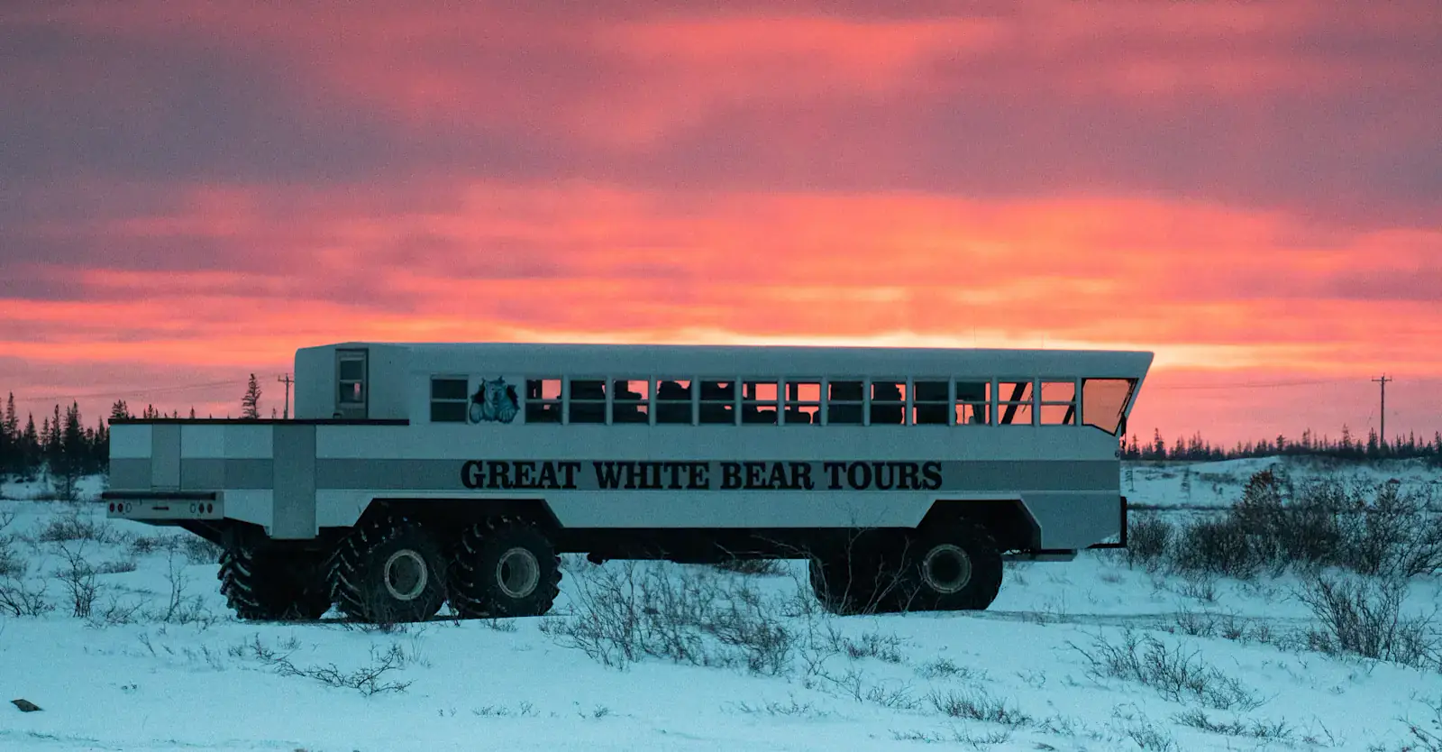 Tundra sunset with the Polar Rover, Churchill, Manitoba